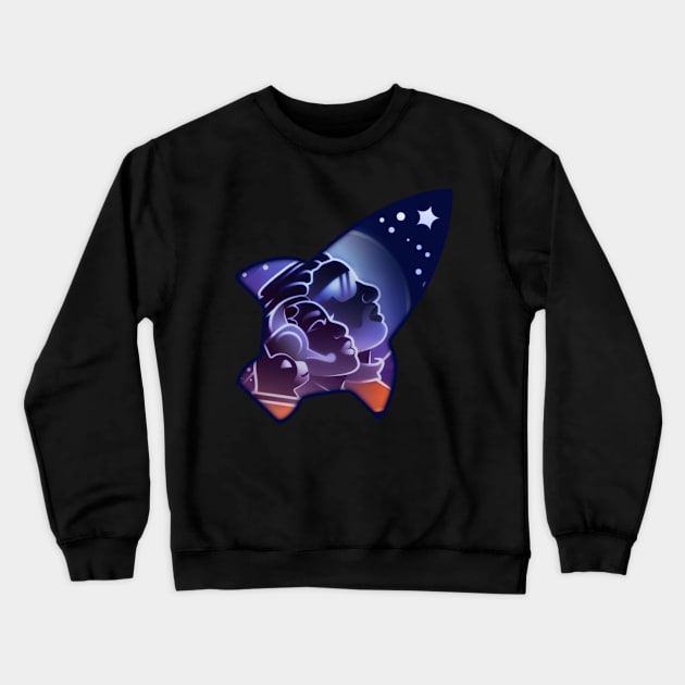 Black Astronauts Podcast Rocket Logo Crewneck Sweatshirt by Black Astronauts Podcast Network Store